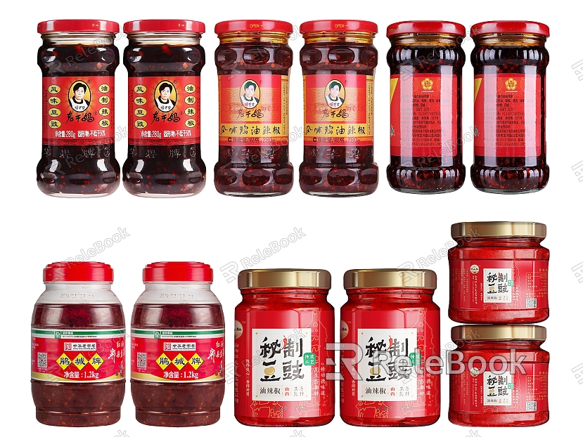 Modern Seasoning Bottle Bean Sauce Old Ganma Bottle Seasoning Jar Food Food Chili Sauce model