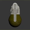 Grenade Weapon With White Top Green Bottom Grid Texture And Metal Fuse