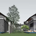 Chinese-style double-slope villa 3d model
