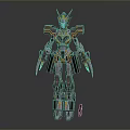 Futuristic Robot Character Design With Golden Orange Armor And Mechanical Structure