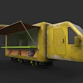 Yellow Rustic Mobile Food Truck With Awning And Food Display Window