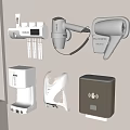 Modern Wall Mounted Bathroom Accessories Including Toothbrush Holder Hair Dryer Soap Dispenser And Hand Dryer
