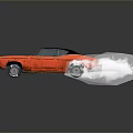 Red Classic Muscle Car With Black Roof And Smoke From Rear Wheels