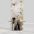 Unique Staggered Metal Legs Marble Top Console Side Cabinet For Luxury Modern Entryway Decoration