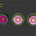 Pirelli Car Tires With Three Different Colored Accent Rings And Black Rims