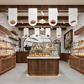 Cozy Bakery Interior With Brick Walls Display Cases And Bread Signs