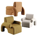 Modern Single Seater Sofa With Striped Fabric Rounded Arms And Various Colors Design