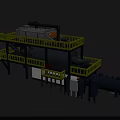 Industrial Processing Equipment With Multi Level Platforms Steel Frame And Yellow Railings
