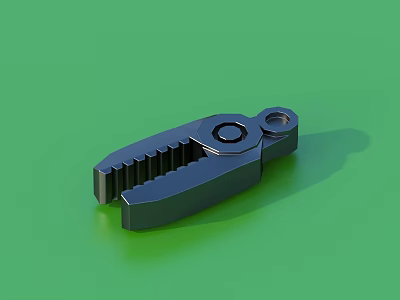 Black Metal Clamp With Serrated Edges And Holes On Green Background 3d model
