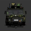 Camouflaged Military Vehicle Exterior Design With White Cross Symbols And Roof Equipment
