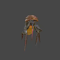 Sci Fi Fantasy Game Movie Character With Red Carapace Yellow Body And Long Antennae