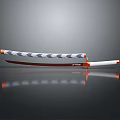 Katana Sword With White And Orange Handle Red Blade On Black Background Smooth Surface Reflection 3d model