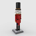 Detailed Building Blocks Nutcracker Soldier In Red Uniform With Black Hat Sword On Gray Base