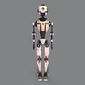 Game Movie Character Mechanical Robot With White Black Body And Gold Accents