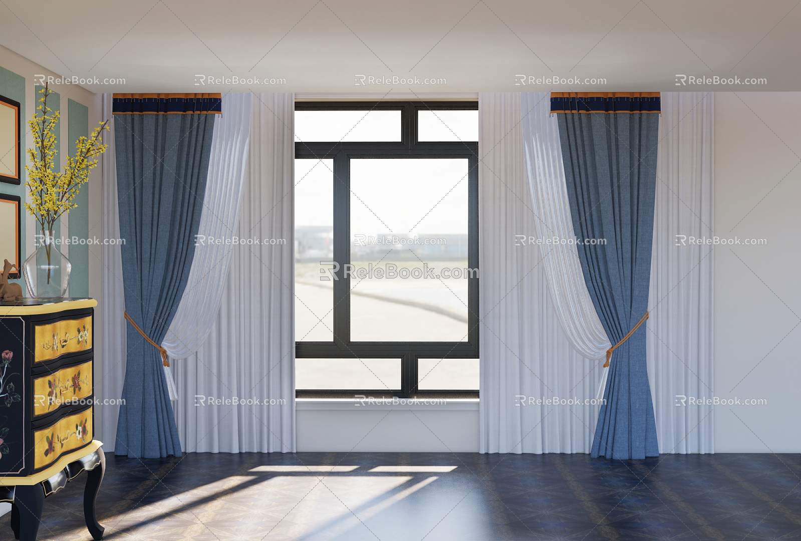 Modern Curtain Window Screen Window Screen Door Curtain 3d model