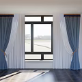 Modern Curtain Window Screen Window Screen Door Curtain 3d model
