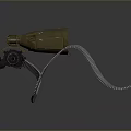 Brown Metallic Machine Gun With Coiled Ammunition Belt And Tactical Design