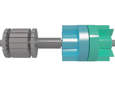 Automotive Parts Metal Shaft with Gray and Teal Gear Components for Vehicle Mechanical Systems 3d model