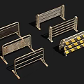 Metal Safety Barriers With Various Designs And Yellow Black Warning Stripes