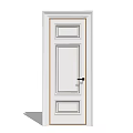 White Interior Hinged Door With Simple Design And Black Handle Frame 3d model