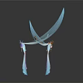 Large Blue Scimitar Weapon Held By Female Characters In Purple Dresses