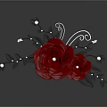 Elegant Red Rose Hair Accessory With Black Leaves And Silver Accents