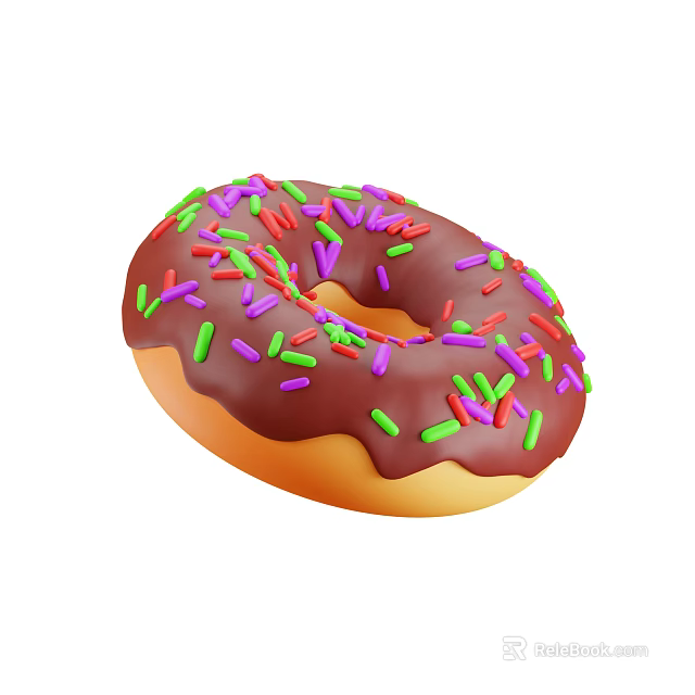 Delicious Donut With Rich Chocolate Frosting And Colorful Sprinkles On Top 3d model 