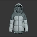 Hooded Blue and White Padded Down Jacket for Winter Warmth and Fashionable Look