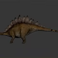 Realistic 3D Stegosaurus Dinosaur Model With Dorsal Plates On Gray Background