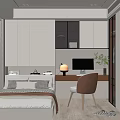 Modern Tatami Bedroom Interior With Platform Bed Desk Chair And Cabinets