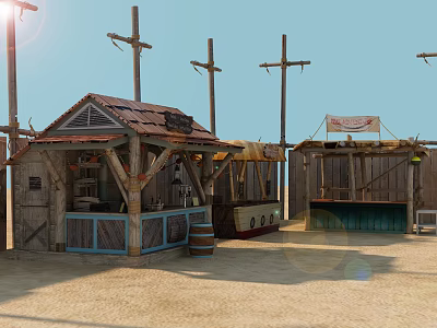 Western Cowboy Modern Wooden House Building Game 3d model