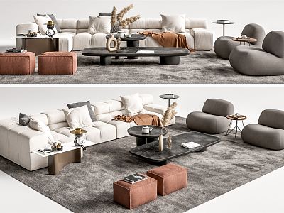 Modern sofa coffee table combination model