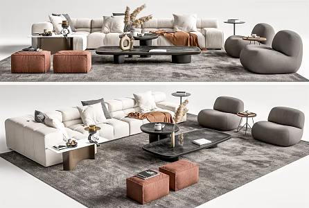 Modern sofa coffee table combination 3d model