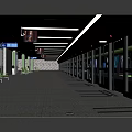 Modern Subway Station Platform With Train Carriages Seats Ceiling Lights And Screens