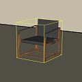 Modern Minimalist Leisure Chair With Wooden Frame Dark Cushioned Seat And Armrests