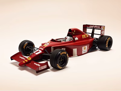 Red Ferrari Functional Race Car With Streamlined Design And Goodyear Tires 3d model