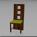 Modern Wooden Chair Featuring Yellow Cushioned Seat And Square Cutout Backrest