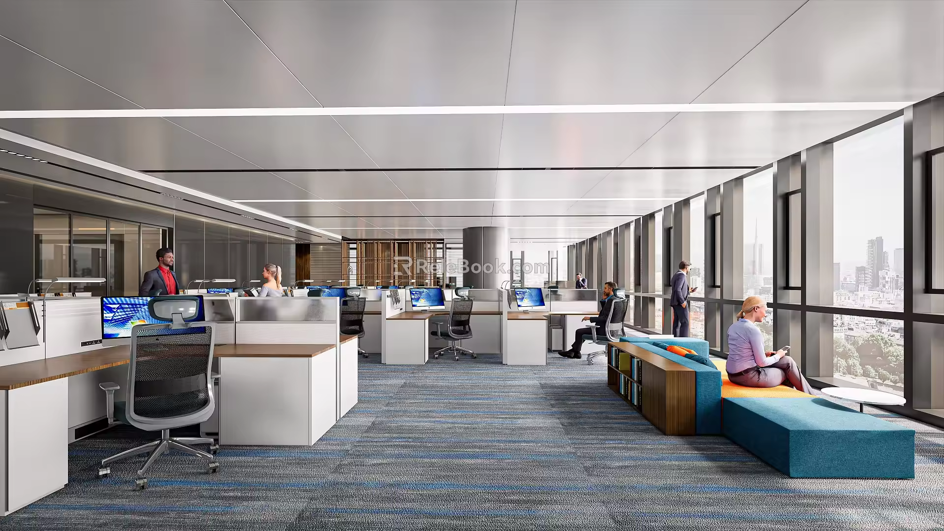 modern public office area public office area 3d model