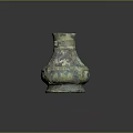 Ancient Bronze Vessel Featuring Ornate Patterns Sturdy Base and Green Patina 3d model