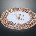 Cigarette Butts Arranged In Circular Display With No Smoking Symbol