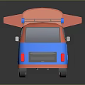 Blue and Orange Mobile Coffee Van Featuring Caffe Sign and Orange Roof 3d model