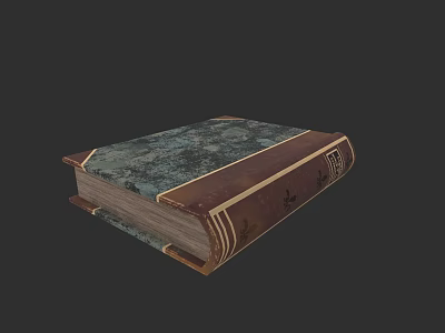 Vintage Hardcover Book With Green Brown Textured Cover And Decorative Spine 3d model
