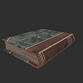 Vintage Hardcover Book With Green Brown Textured Cover And Decorative Spine