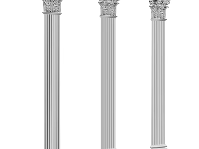 Classical Roman Columns With Ornate Decorative Capitals And Fluted Shaft Design 3d model