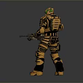 Gold And Black Armored Game Movie Warrior Character In Standing Pose