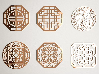 Traditional Carved Decorative Patterns With Various Shapes And Intricate Ornate Designs 3d model