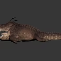 Detailed Aquatic Reptile Like Animal With Scales Pink Horns Open Mouth Sharp Teeth And Claws