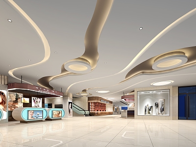 Modern shopping mall supermarket lobby model