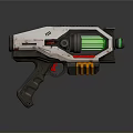 Futuristic Sci Fi Weapon With White Gray Body Green Energy Core And Mechanical Details