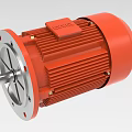 Industrial Red Electric Motor With Metal Housing And Rotating Shaft